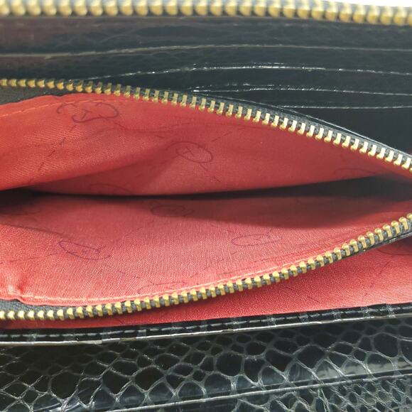 Vintage Oscar De La Renta Leather Wallet Black Snakeskin Pattern Wallet - Picture 14 of 16